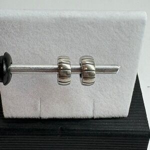 Vintage Michael Anthony Stopper Charms Silver Ribbed 925 Italy Set of 2 Beads